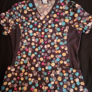 Cherokee Colorful Dot Pattern Scrub Top